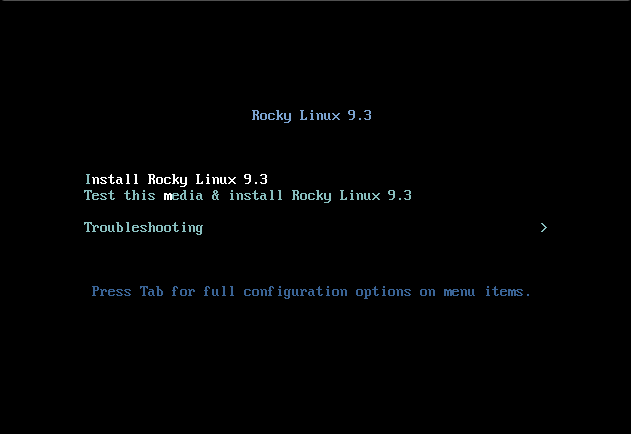 Rocky Linux installation splash screen