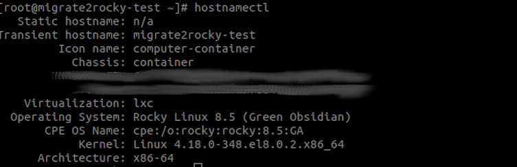 Los resultados del comando hostnamectl